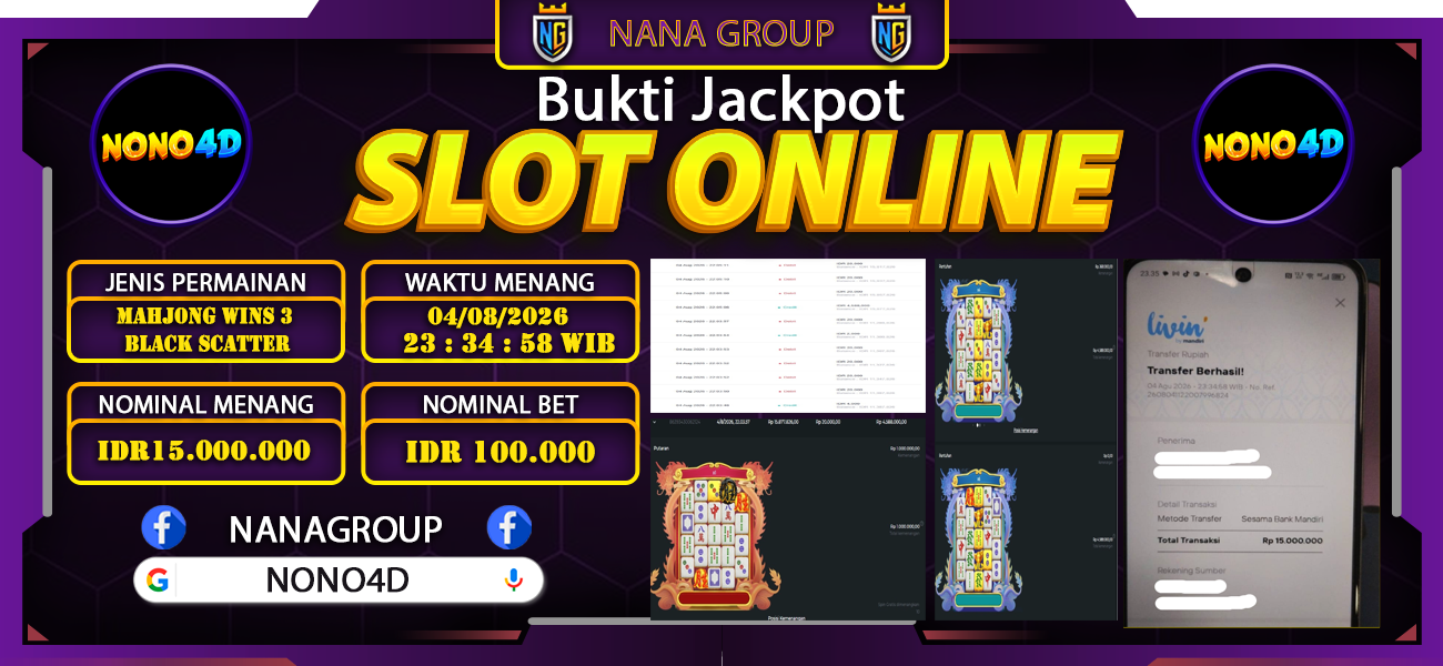 Bukti Kemenangan Besar Dibayar lunas Member NONO4D RP 15.000.000, 4 Agustus 2026